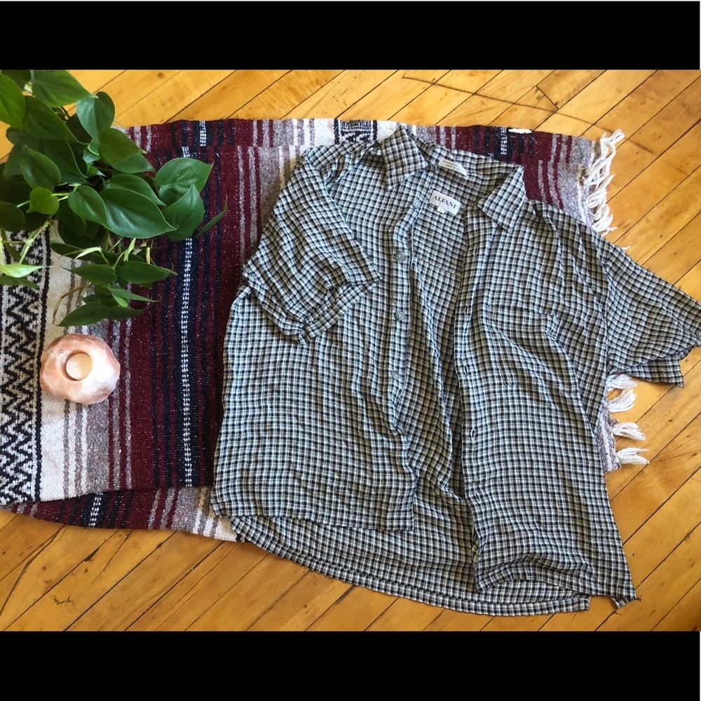 Black & white gingham button-up